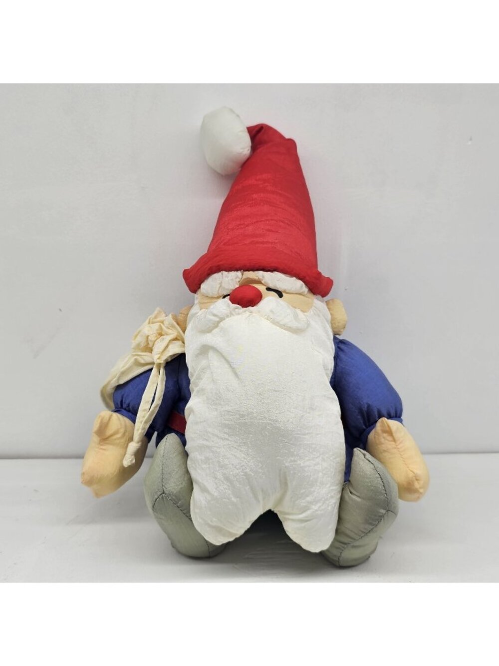 Vintage Christmas Elf With Bag Nylon Puffy Stuffed Plush Toy Korea 1990's